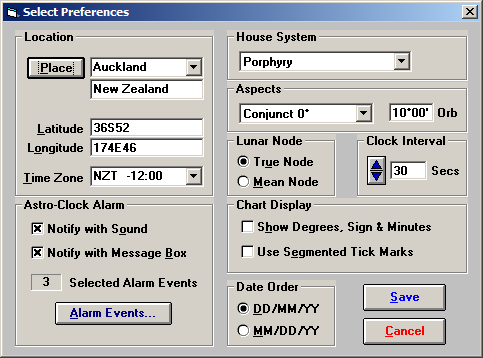 Screenshot of Preferences box